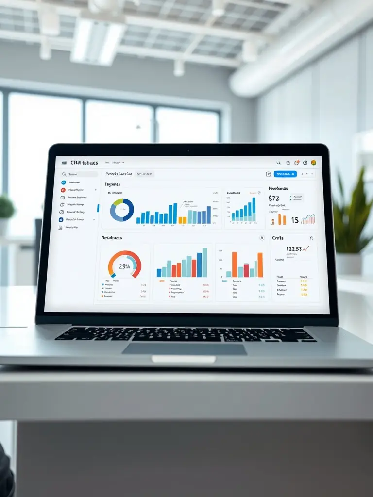 A professional, well-lit photo of a CRMBoosts user interface displaying lead tracking features, with clear visual cues highlighting lead status and progress.